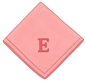 Un des mouchoirs rose d'Ève, avec un E brodé, qui avait mystérieusement disparu