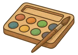 La palette d'aquarelles d'Augustine qui avait mystérieusement disparu